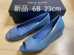 COLE HAAN ブルー オープントゥ パンプス ウェッジヒール