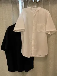 ユニクロ コットンリネンスタンドカラーシャツ L 2点セット