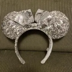 シルバー スパンコール ミニーカチューシャ