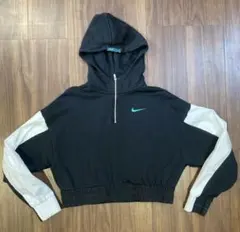 Nike ハーフジップ クロップドパーカー M ブラック