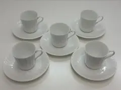 白いティーカップとソーサー5個セット