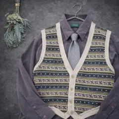 【コーデ売り】古着 柄シャツ ネクタイ ヴィンテージ 大きいサイズ パープル