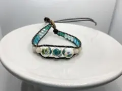 陶器ビーズ グリーン ラップブレスレット