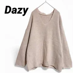 【Dazy】SHEIN Vネックリブニットセーター L ベージュ ゆったり