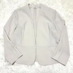 ✨美品 23区 トリアセダブルジョーゼット ノーカラージャケット ベージュ