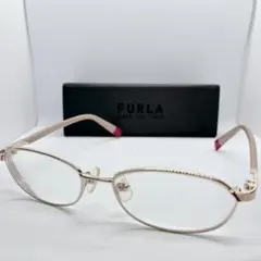 未使用級 FURLA メガネ VFU325J チタン メタル フラワー ゴールド