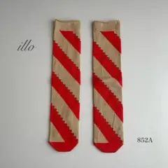 靴下 ソックス ストライプ ボーダー レッド＆ベージュ おしゃれ シンプル