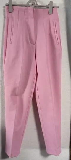 ZARA ピンク ハイウエスト ストレッチ テーパードパンツ XS
