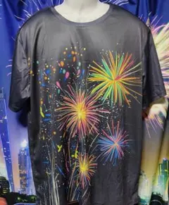 花火柄 プリント 半袖Tシャツ【ユニセックス】