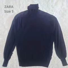 ZARA KNIT タートルネック ニット ネイビー S