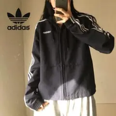 アディダス 黒×白 ウインドブレーカー Mサイズ adidas パーカー