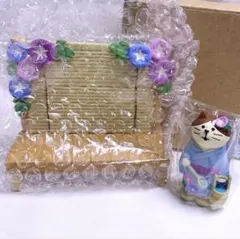 コンコンブル 朝顔縁台 & 打ち水猫 セット concombre 置物のサムネイル