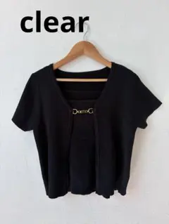 clearリブ編み黒カーディガン・タンクトップセット