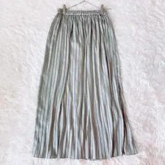 ローリーズファーム プリーツスカート 光沢感 ロング丈 春色 モスグリーン