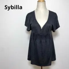 シビラ Sybilla グレー Vネック 半袖 チュニック M ウール混のサムネイル