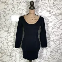 Blue Velvet　（F）　前後Uネックスリムワンピース　ブラック　セクシーのサムネイル