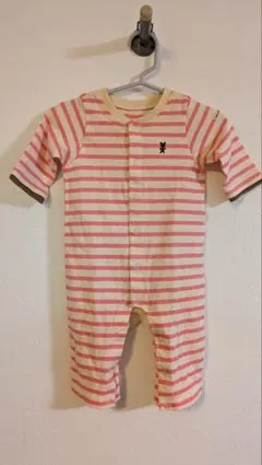 MIKI HOUSE ストライプロンパース 半袖