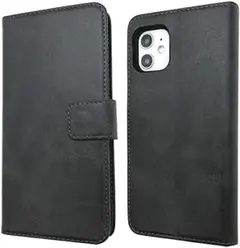 【訳あり】 iPhone 12 12Pro ベルト レザー 手帳型 ケース 黒