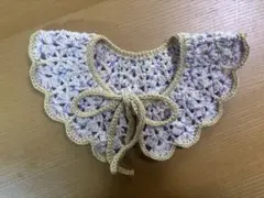 ⑤ハンドメイド つけ襟　黄土色×紫色