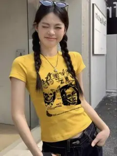 新品未使用　SHEIN 半袖Tシャツ　イエロー
