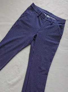 アディダスゴルフパンツ　ネイビー×ホワイトチェック柄　メンズM ストレッチ