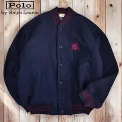 12M514◯90s RalphLauren オールウール スタジャン ブルゾン