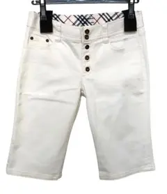 BURBERRY　BLUELABEL　ホワイトデニム　ハーフパンツ　ボタンフライ