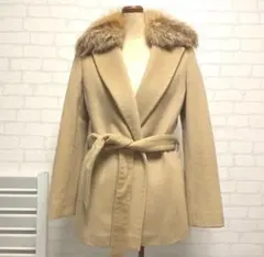 23区FOX毛皮ファー★レディースコート　アンゴラ　上質　キャメル