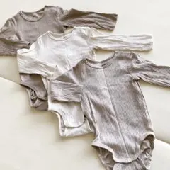 H&M リブロンパース ボディスーツ 3枚セット74