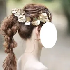 【美品】ブライダルヘッドドレス＆イヤリングセット ゴールド 結婚式 ウェディング