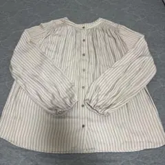 LES MUSE 長袖ブラウス ストライプ オフィスカジュアル ピンク系 M