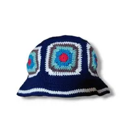 グラニースクエアハット　バケットハット　クラッシャーハット　クロシェ　男女兼用