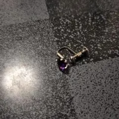 紫色ストーン フック式イヤリング