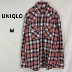 UNIQLO◇ユニクロ　チェックシャツ【M】ピンク　カジュアル　コットン100％