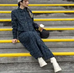 新品 CANDAY キャンディ ネルシャツ ロング ワンピース