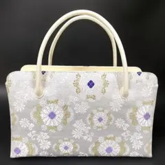 和装バッグ　利休バッグ　金蘭織物 入卒式　結婚式　お茶席 24 和装バッグ 利休バッグ 金蘭織物、雲立湧 向い鶴柄・ 商品番号 A-15