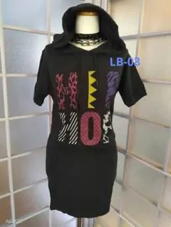 LB-03★ 半袖パーカー ミニワンピース チュニック HIPHOPロゴプリントのサムネイル