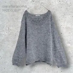 ナイスクラップ 長袖ニット パール ワイドネック ウール混 モヘヤ混 グレー
