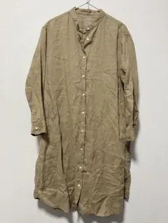 MUJI 無印良品 リネン100%バンドカラーシャツワンピース M ベージュ