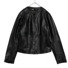 ZARA ザラ　スナップボタン レザー調ジャケット　黒　M