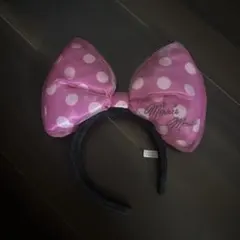 ミニーマウス ピンク水玉リボンカチューシャ
