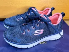 A美品スケッチャーズ スニーカー 軽量通気性ーオールジョイネイビーピンク23