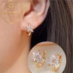 t18小花モチーフ ピアス フラワー CZ ジルコニア キラキラ 大人可愛い