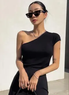 新品 ワンショルダー リブニット トップス レディース サイズXL