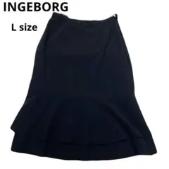 美品　INGEBORG インゲボルグ　黒 フレアスカート ひざ丈