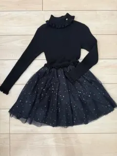 【ケイトスペードkate spade】ブラック フリルネック ワンピース