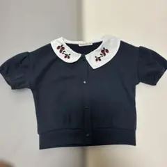 いちご刺繍 襟付きトップス 90サイズ 女の子 半袖 カーディガン