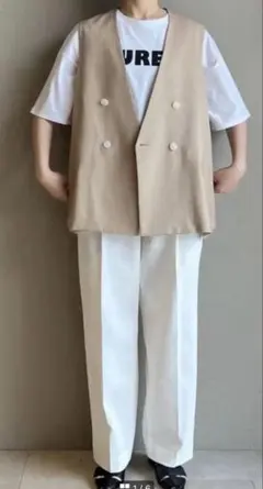 新品　クチューム qtume リネンライクベスト　ベージュ　M