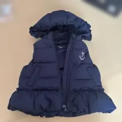ネイビー フリル付きダウンベスト
