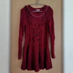 年内処分 axes femme ワインレッド ニットワンピース